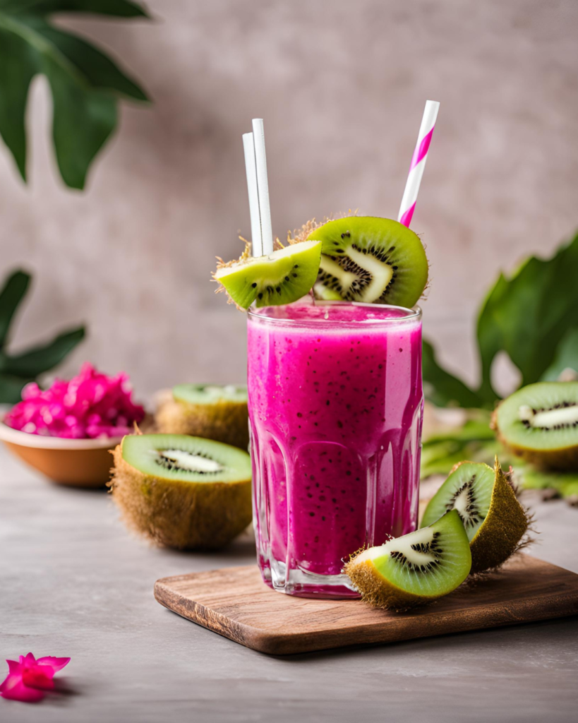 Kiwi and dragon fruit juice